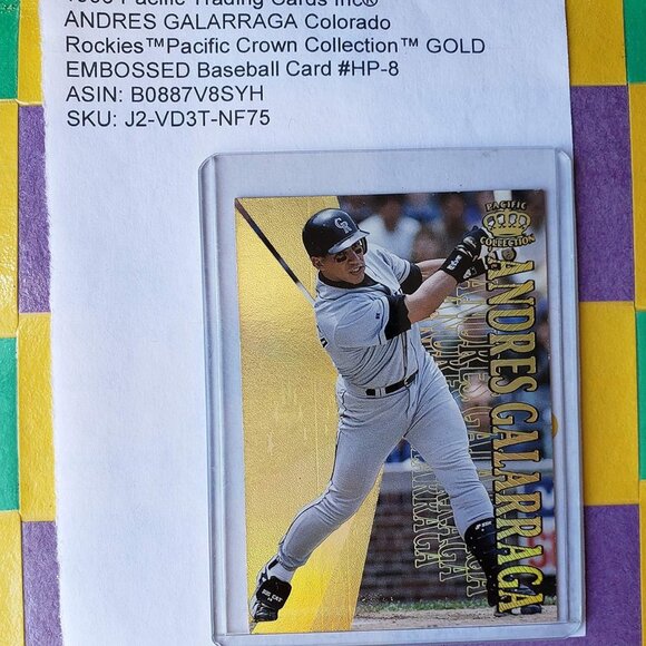 1996 Pacific Trading Cards Inc®ANDRES GALARRAGA Colorado Rockies™Pacific Crown - Picture 1 of 2